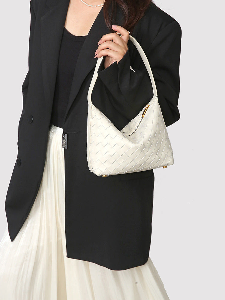 Women's Lunch Box Large Capacity Commuter Hand-woven Sheepskin Underarm Bags