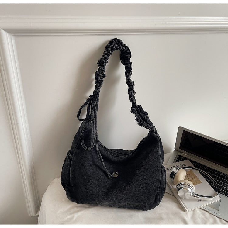 Women's Dumpling Large Capacity Lightweight Canvas Denim Bucket Bag