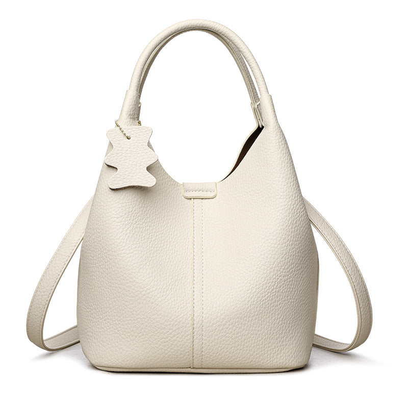 Women's Hand High-grade Genuine Leather Vegetable Basket Double Front Textured Get Women's Handbag