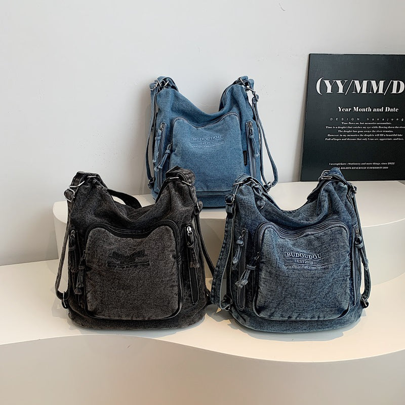 Denim Large Capacity Class Commuter Korean Women's Shoulder Bag