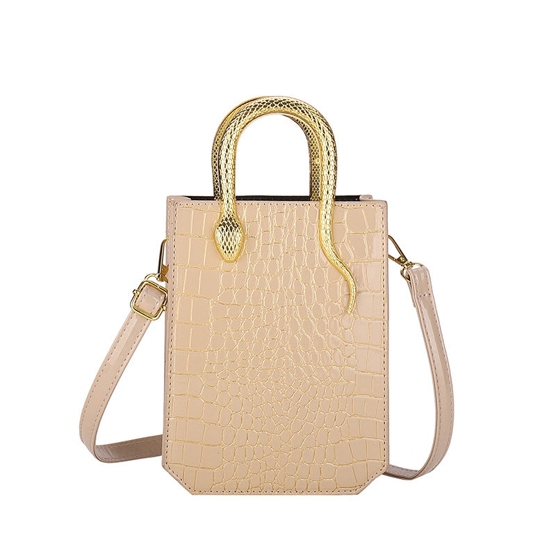 Women's Crocodile Pattern Gold Snake Portable Retro Women's Shoulder Bag