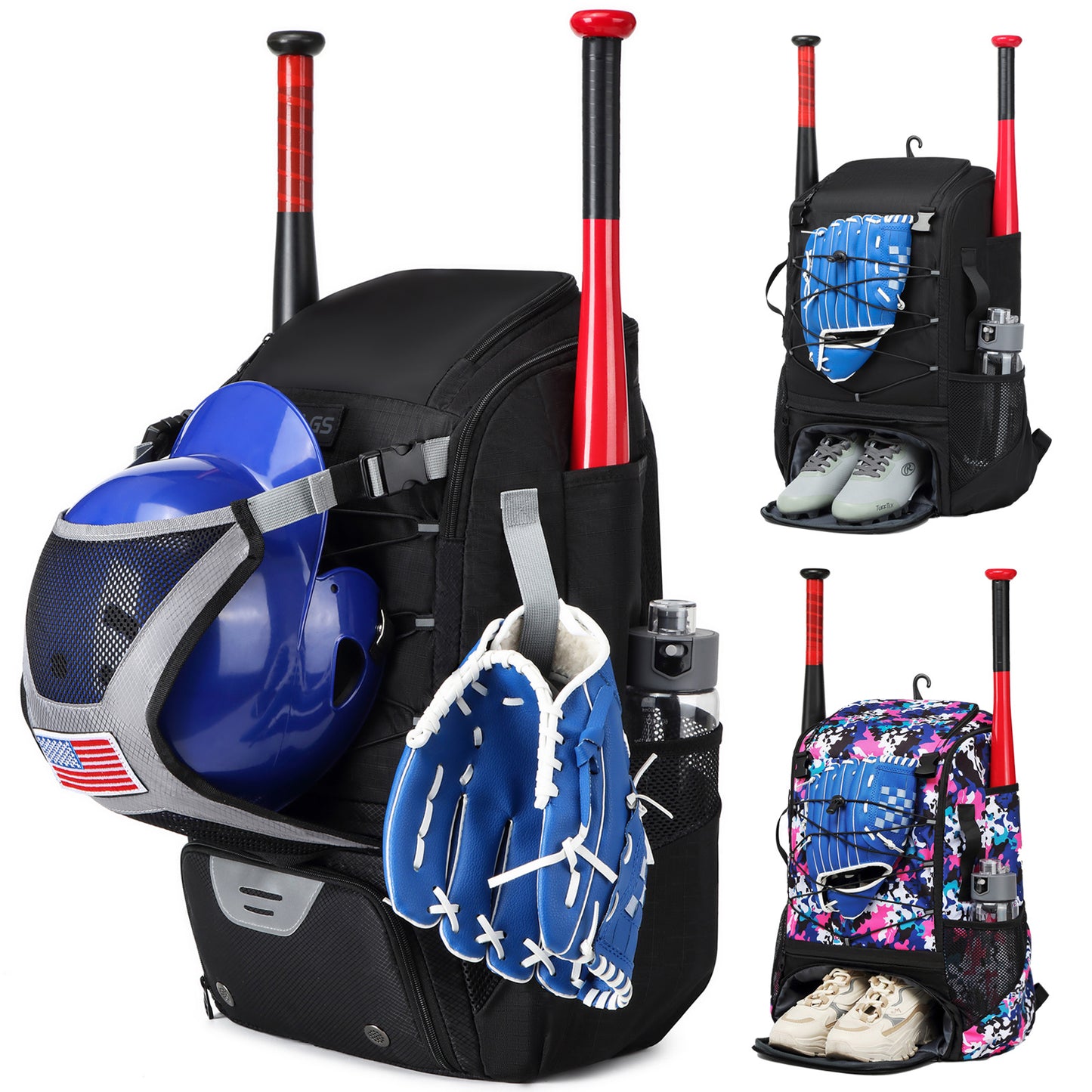 American Baseball Kits Softball Large Capacity Portable Sports Backpack