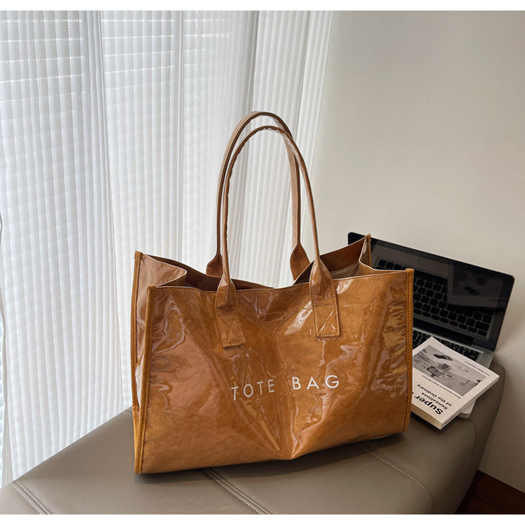Women's Large Capacity Patchwork Fashion Simple Commute Tote Bag