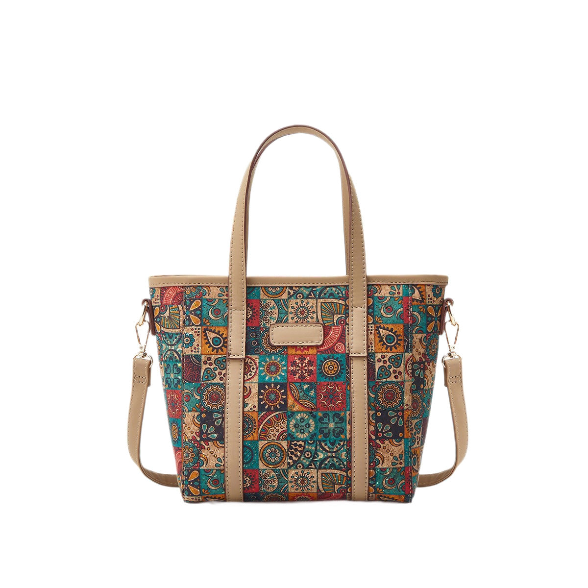 Women's Ethnic Print Cork Bohemian Commuter Fashion Bags