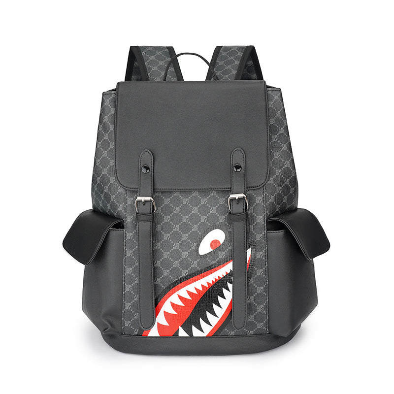 Women's & Men's Style Business Leather Large Capacity Trendy Plaid Backpacks