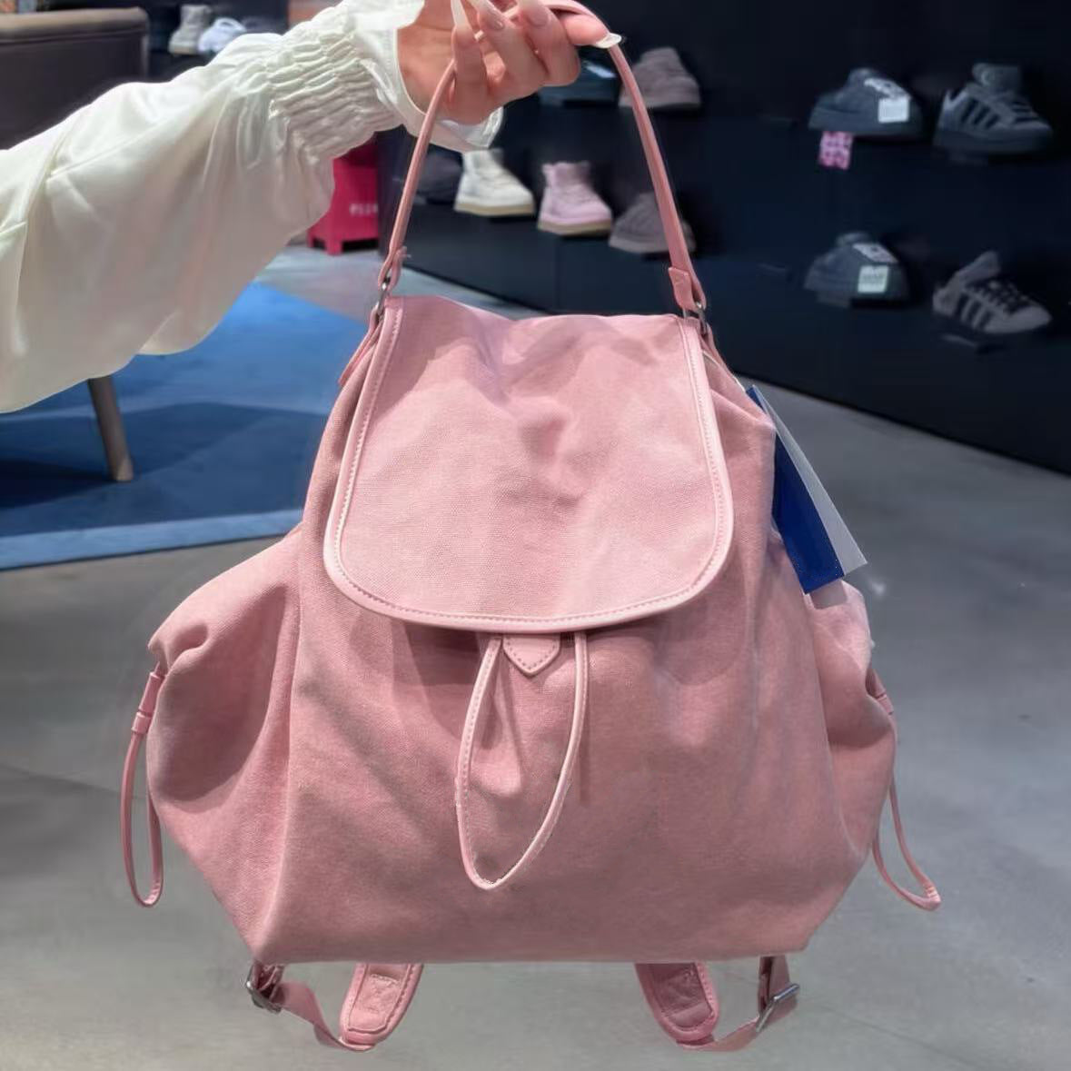 Women's Adi Clover Fashion Commuter Stringed Pearls Canvas Backpacks