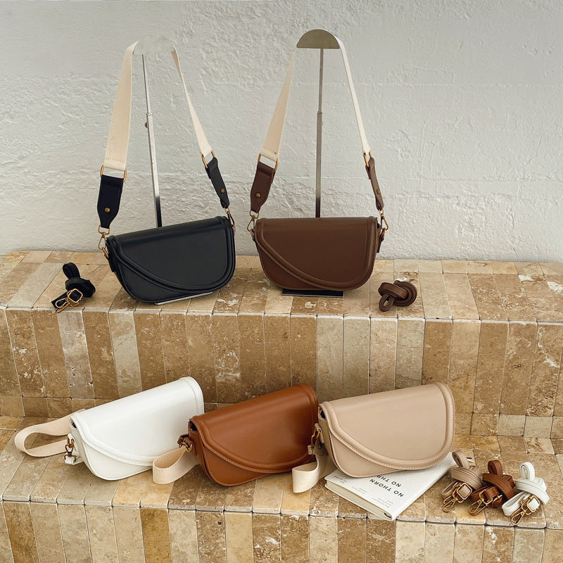 Women's Brown Early Autumn Fashion Korean Simple Saddle Women's Shoulder Bag
