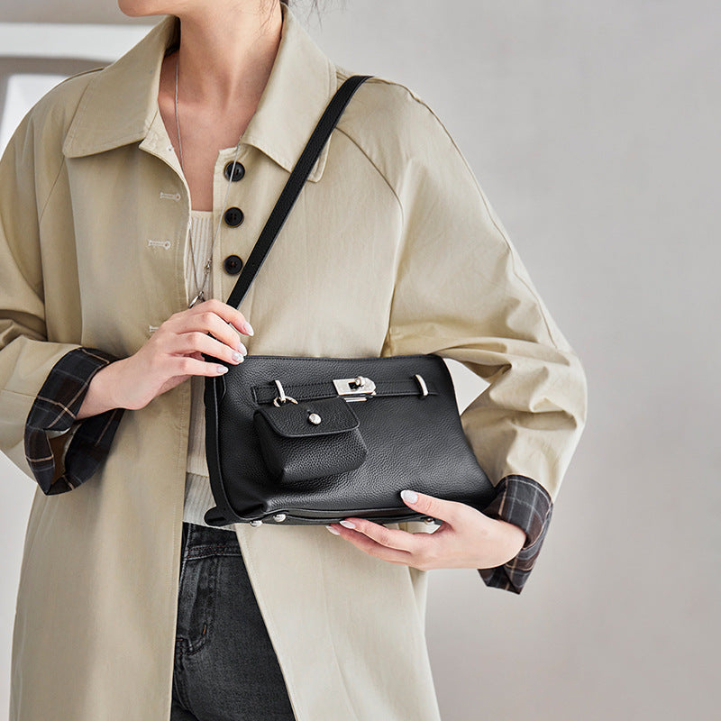 Women's Cowhide Kelly Commuter Underarm Portable Oblique Women's Messenger Bag