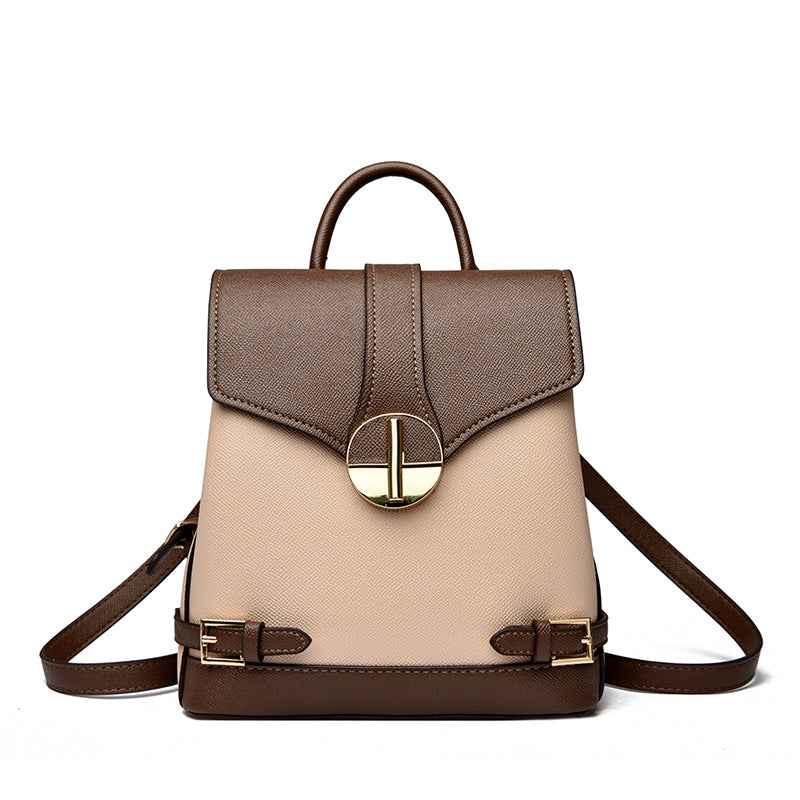 Women's Concentric Trendy Cool Color Scheme Leather Women's Backpack