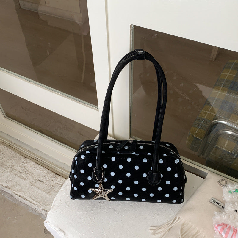 Fashionable Korean Style Bowling Polka Dot Fresh Sweet Commuting Underarm Bag