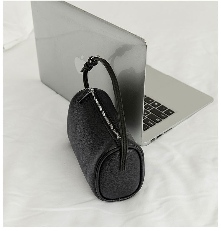 Korean Niche Design Simple Round Minimalist Lychee Women's Messenger Bag