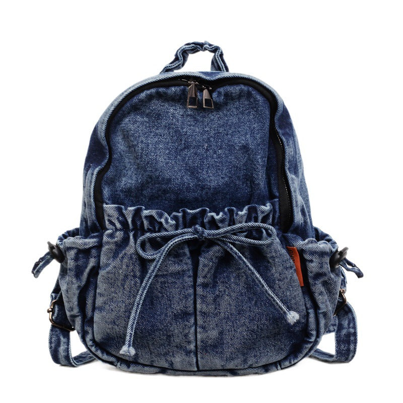 Retro Washed Denim Simple Leisure Style Backpacks