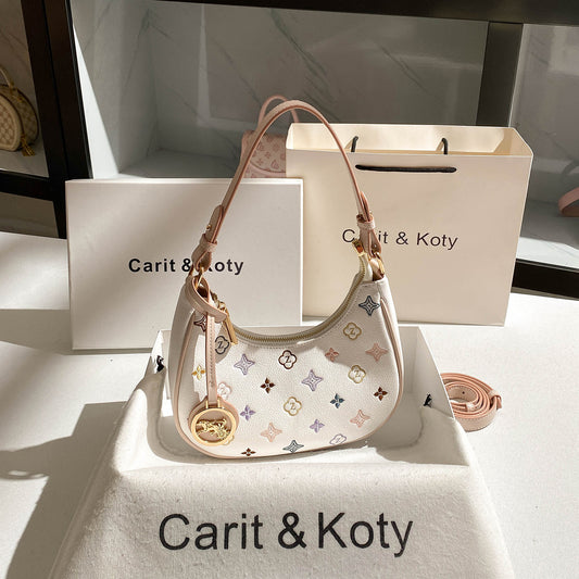 Design Contrast Color Embroidery Baguette High-grade Bags