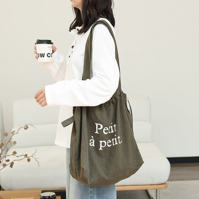 Women's Leisure Cotton Linen Fashion Letters Printed Women's Shoulder Bag