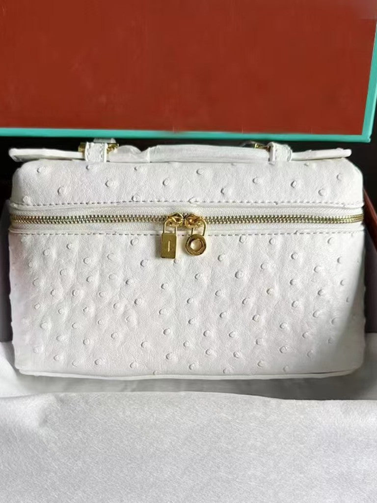 Outside Leather Ostrich Grain Cowhide Lunch Women's Handbag