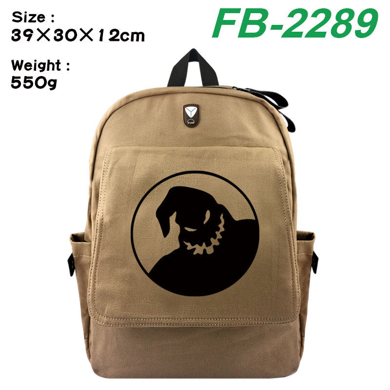 Christmas Night Horror Peripheral Printing Stylish Canvas Backpacks