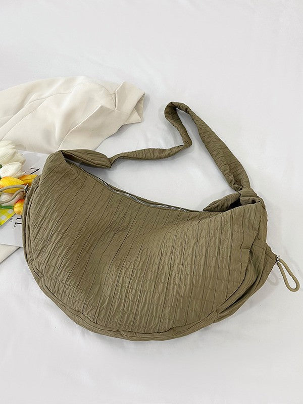Women's Good-looking Design Striped Pleated Dumpling Lightweight Women's Messenger Bag