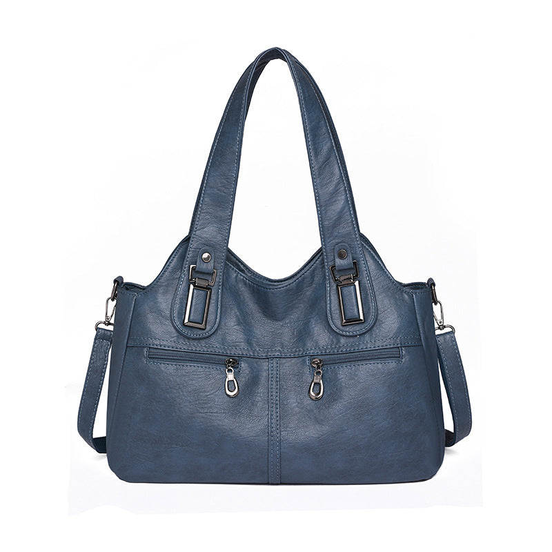 Women's Soft Leather Large Capacity Female Simple Mom Style Handbags