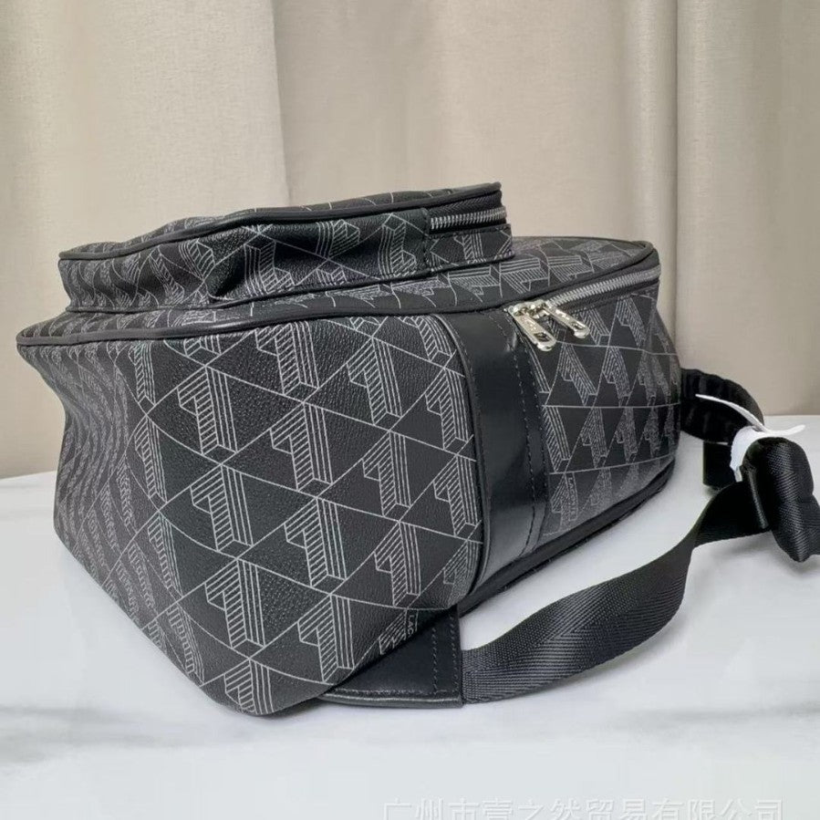 Men's Fashion Personalized Printed Leather Lettered Classic Large Leisure Backpack