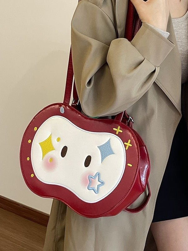 Women's Korean Cartoon Cute Red Apple Design Fashionable Leisure Backpack