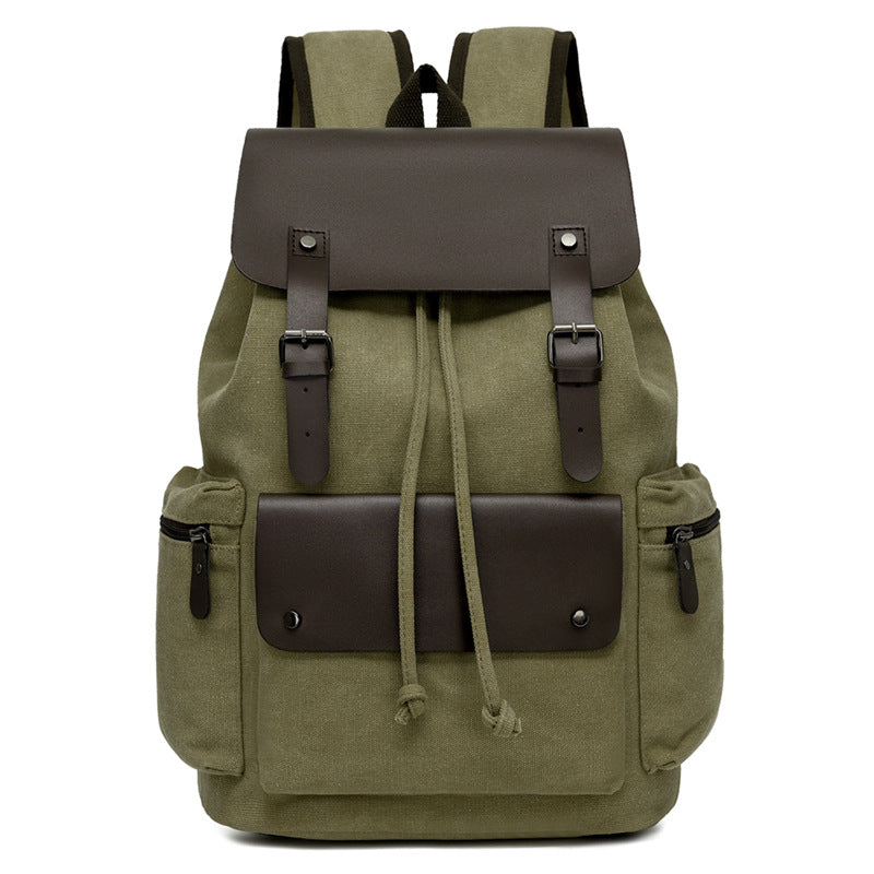 Men's Canvas Computer Personalized Fashion Drawstring Flip Retro Women's Backpack