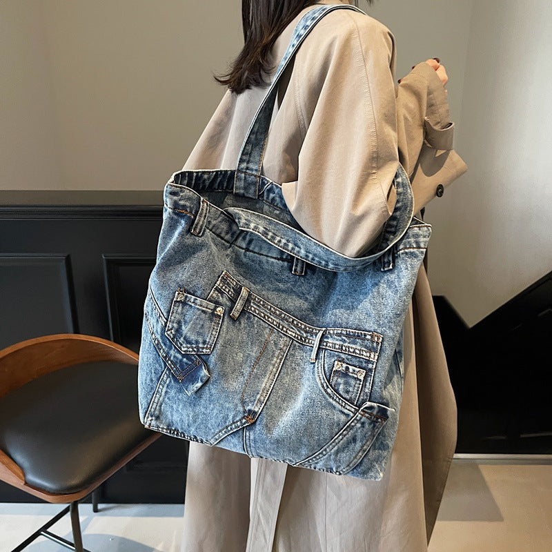 Women's Korean Spring Fashion Wash Denim Personalized Bags