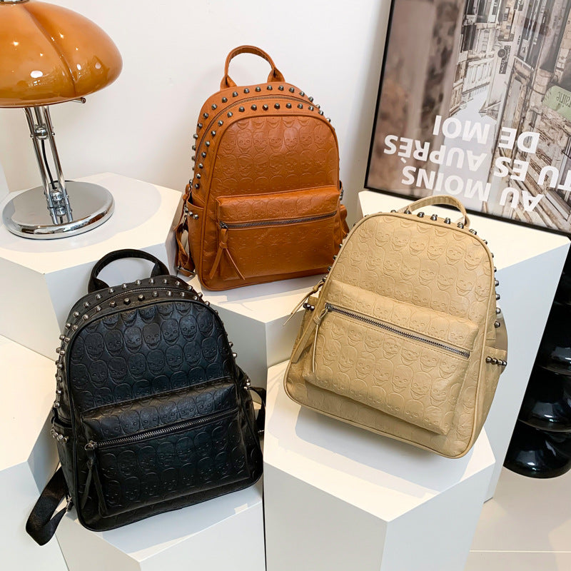 Print Soft Leather Shopping Large Capacity Women's Backpack