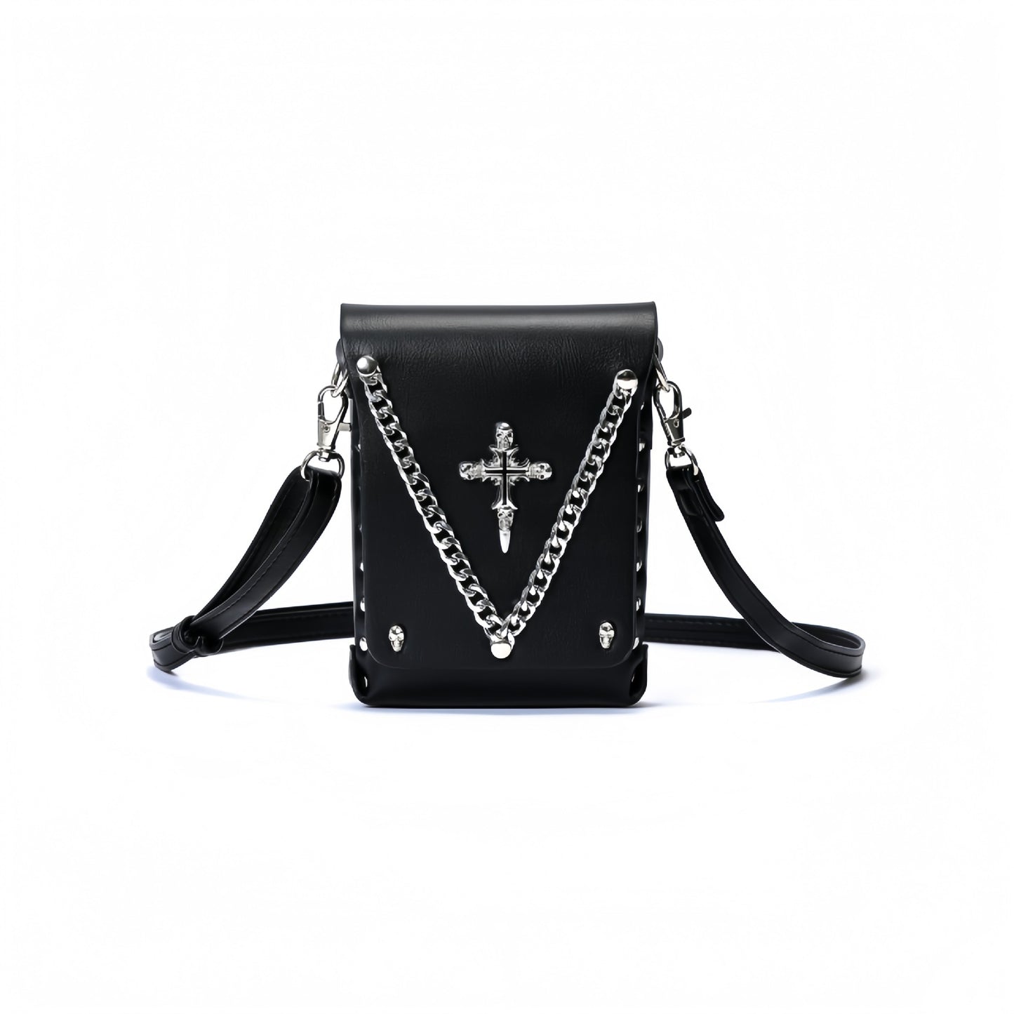 Fashion Cross Chain Punk Heavy Metal Wind Women's Shoulder Bag