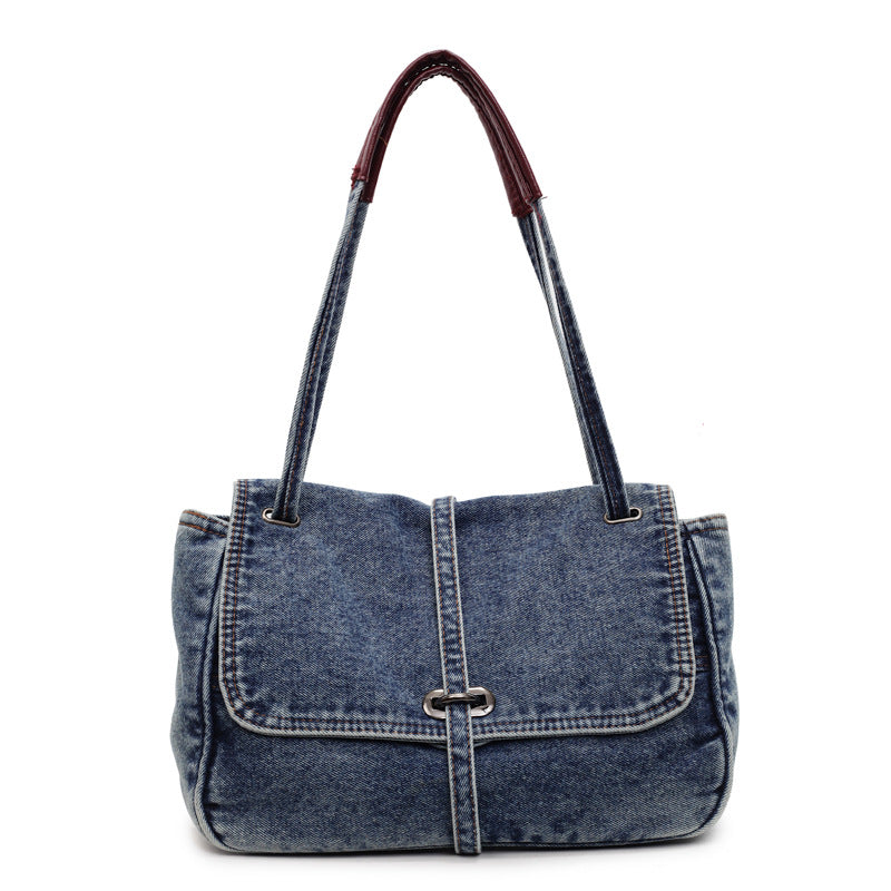 Women's Retro Denim Large Capacity Leisure Commute Tote Bag