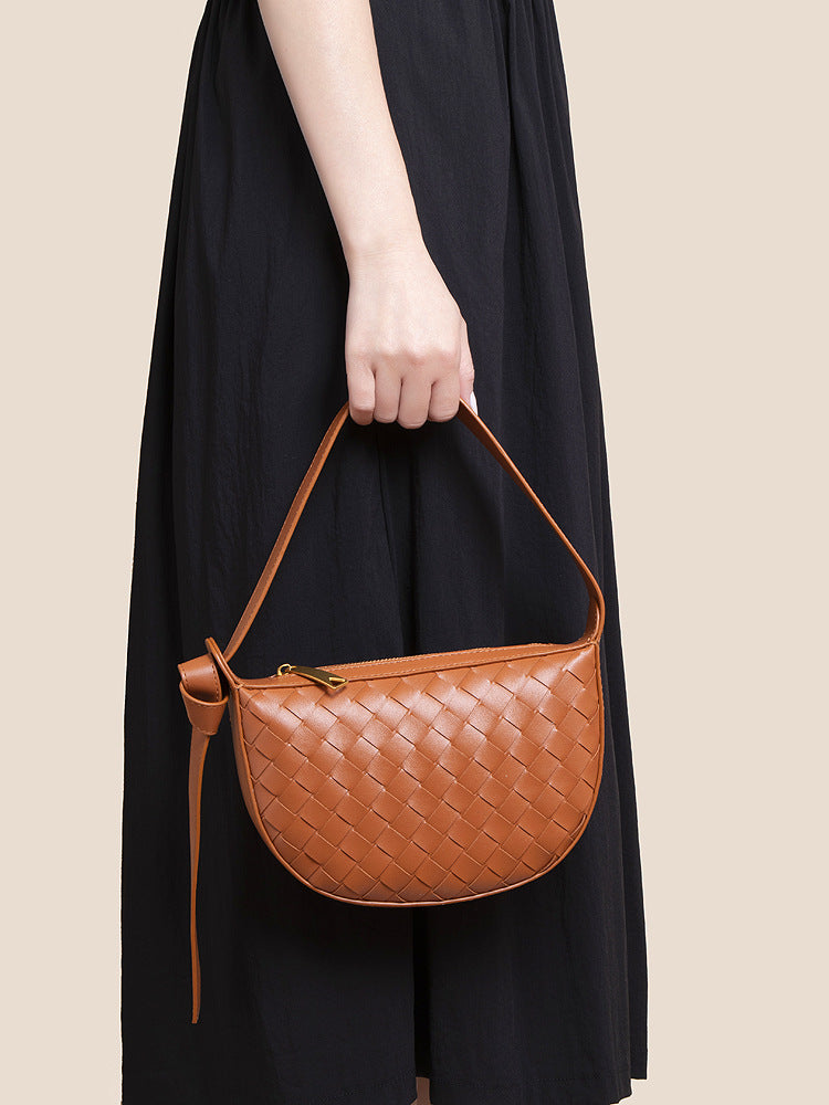 Women's Woven Fashion Simple Zipper Opening Versatile Shoulder Bags