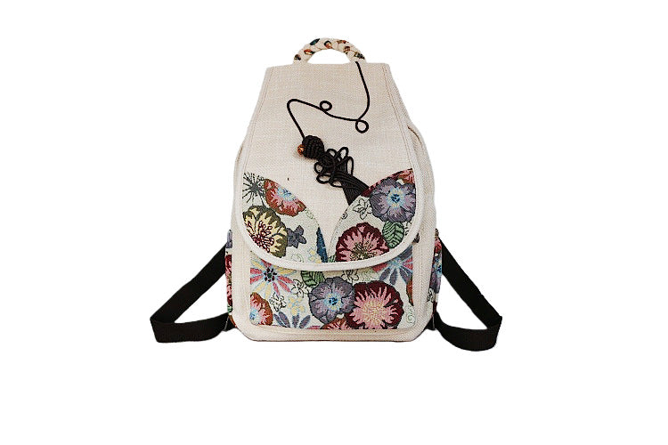 Women's Vintage Printing Wax Line Woven Fresh Women's Backpack