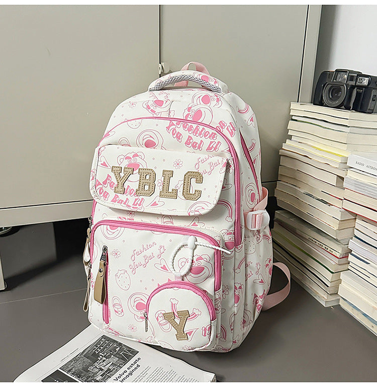Women's & Men's Couple Large Capacity Nylon Printed Waterproof Leisure Backpack