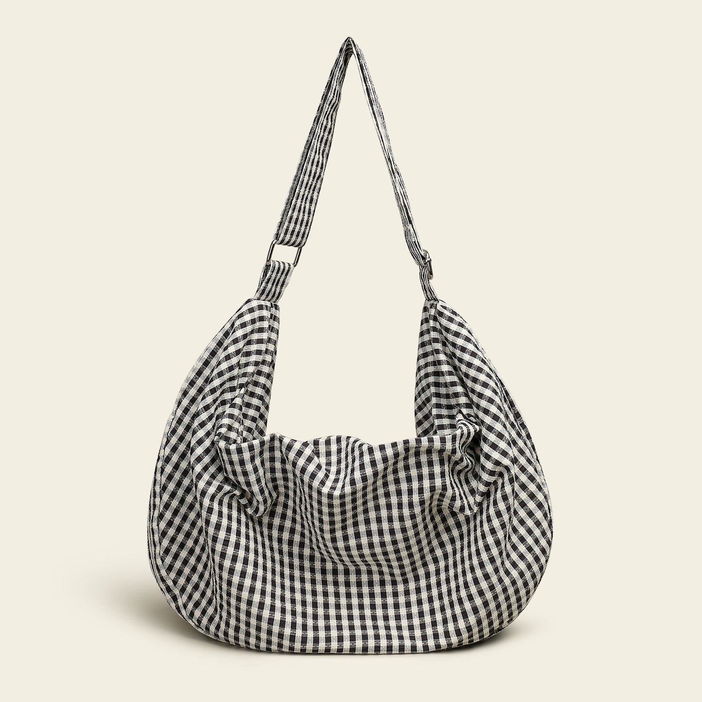 Women's Zip Canvas Niche Plaid Wide Strap Women's Messenger Bag