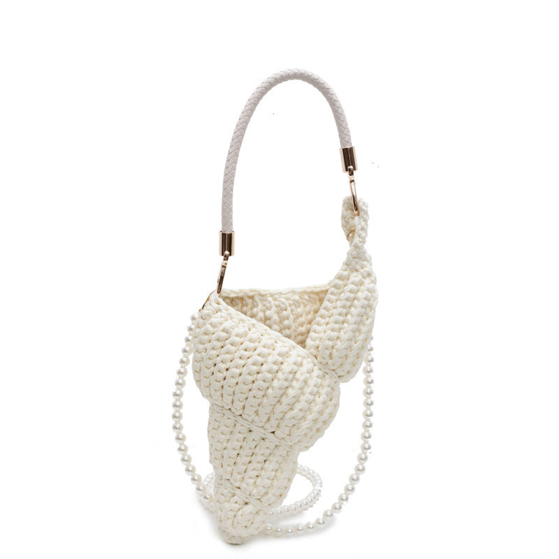 Women's Hollow Crocheted Large Capacity Wool Conch Style Vacation Women's Shoulder Bag