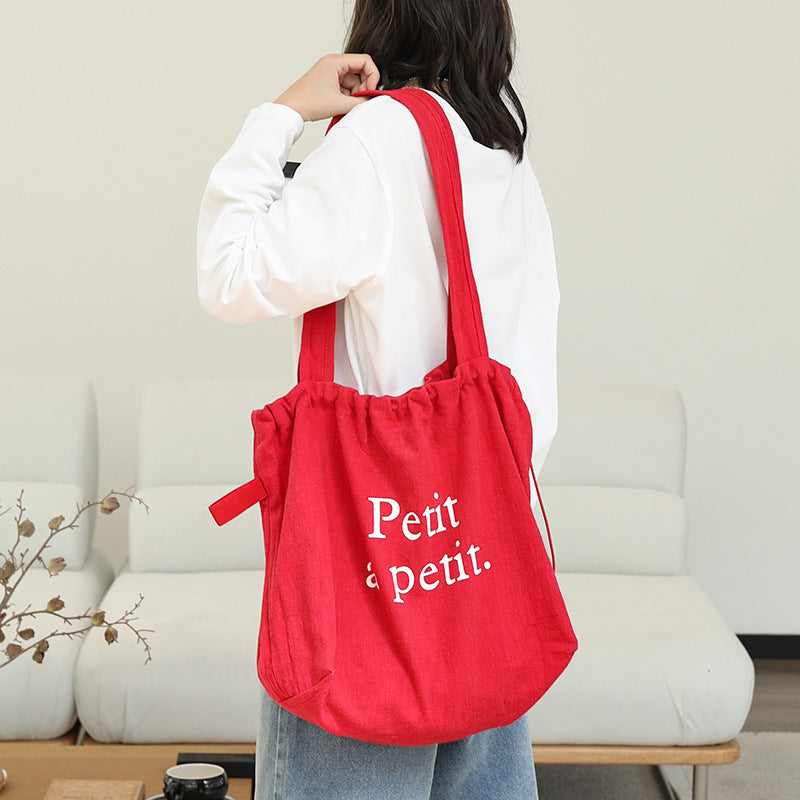 Women's Leisure Cotton Linen Fashion Letters Printed Women's Shoulder Bag