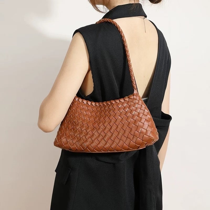 Women's Summer Niche Design Woven Large Capacity French Canvas Lazy Underarm Bag