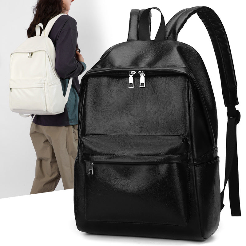 Men's Leather Large Capacity Computer Female College Leisure Backpack