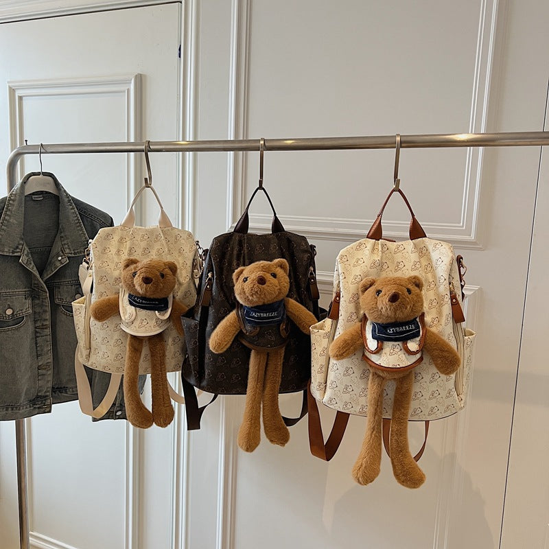 Women's Cute Bear College Style Large Capacity Simple Lightweight Bags