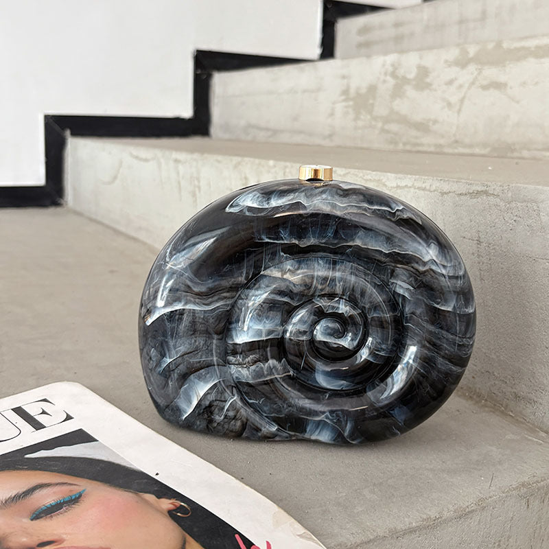 Creative Marble Pattern Threaded Acrylic Design Box Women's Messenger Bag