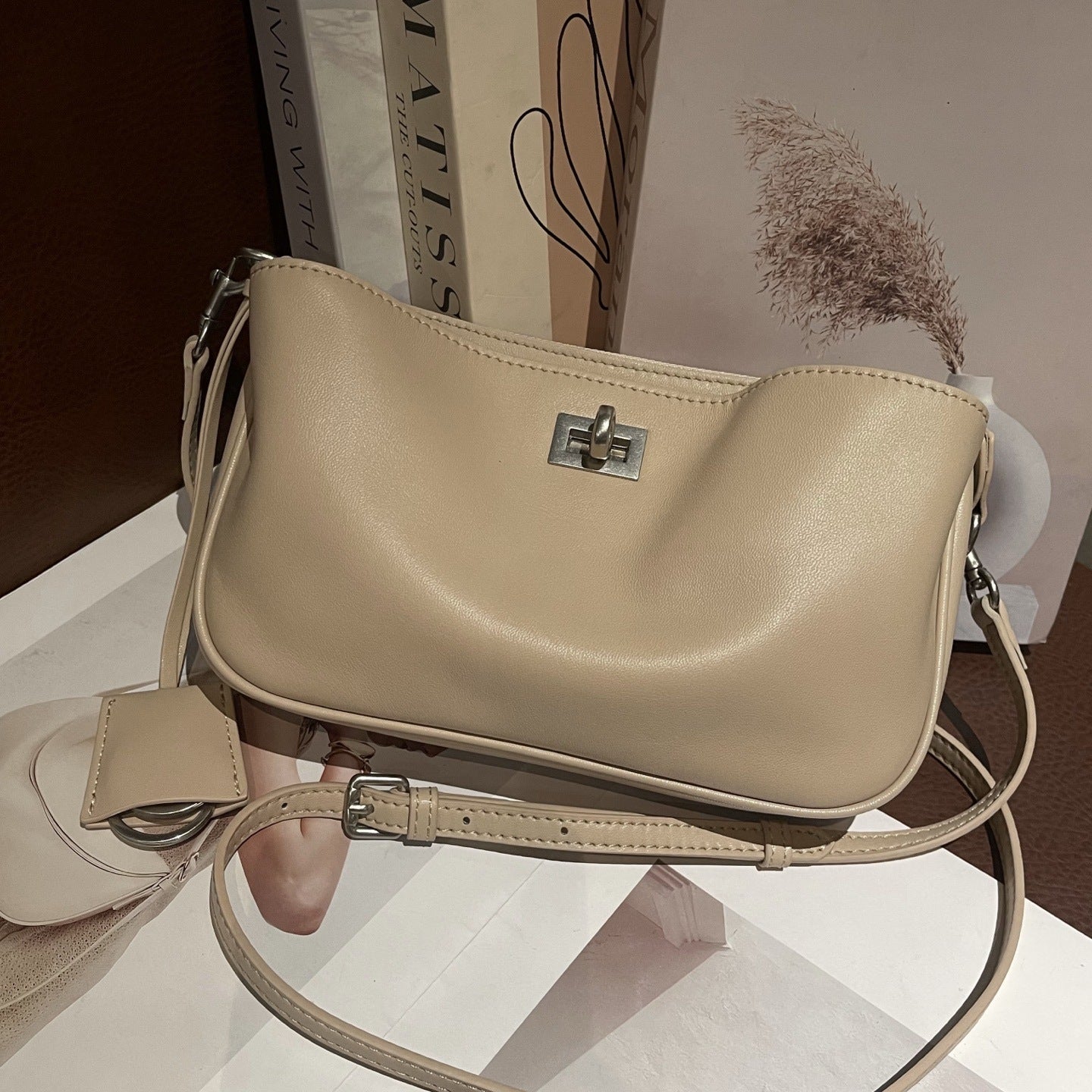 First Layer Vegetable Tanning Leather Kelly Genuine Underarm Bag