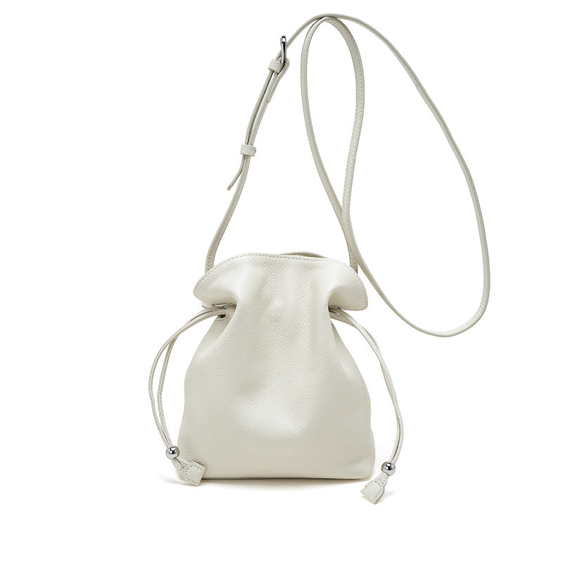 Women's Drawstring Cloud Mobile Genuine Leather Lucky Women's Shoulder Bag