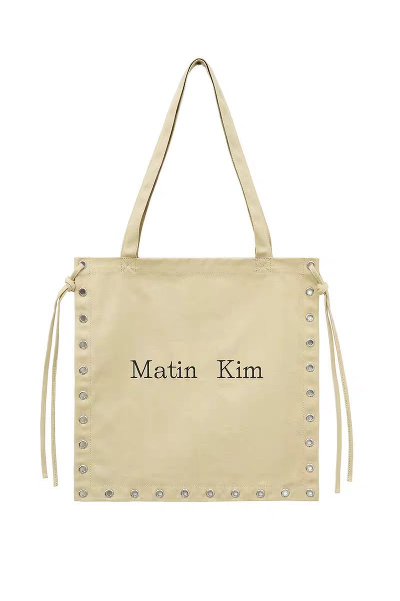 Niche Trendy Punk Drawstring Rivet Hole Personality Canvas Shoulder Bags