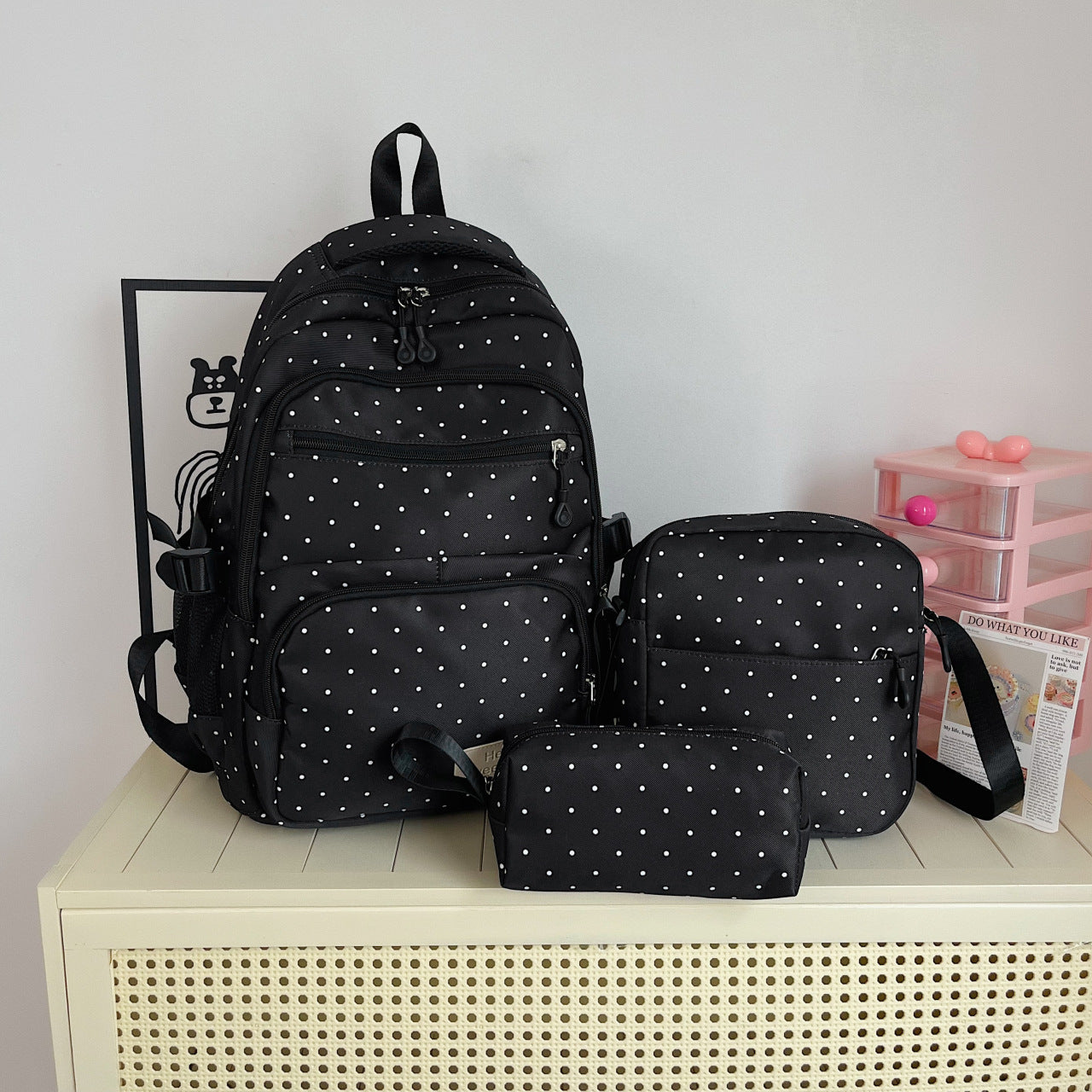 Women's Style Polka Dot Early High College Good-looking Cute Sweet Fresh Women's Backpack