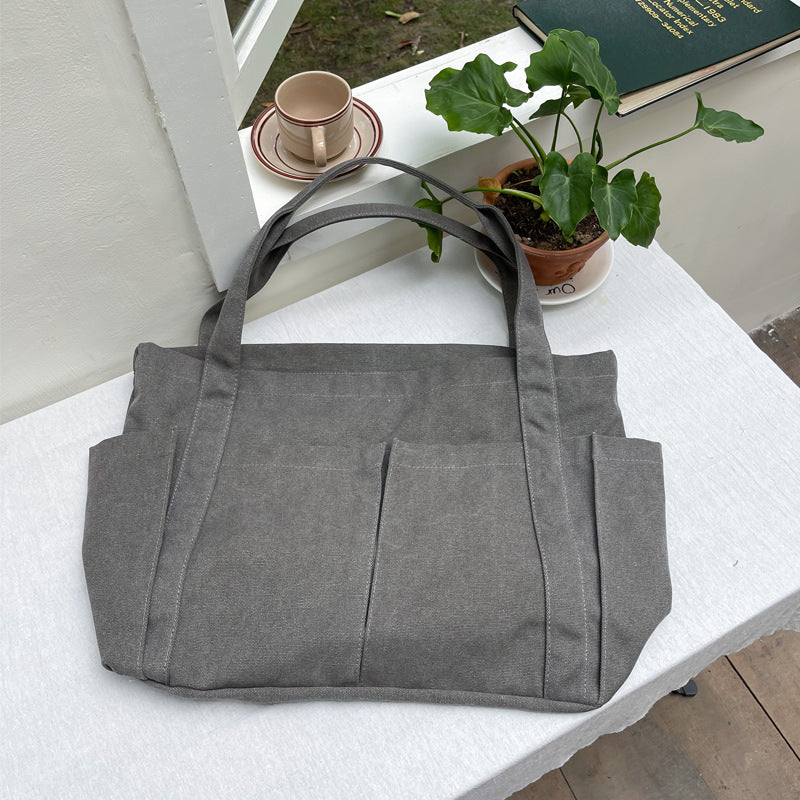 Women's Solid Color Canvas Leisure Commute Shopping Simple Women's Shoulder Bag