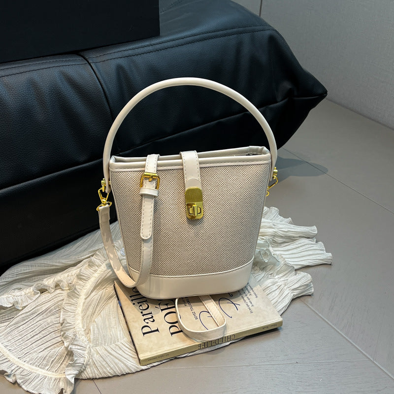 Women's Niche Retro High-grade Versatile Stitching Bucket Bag