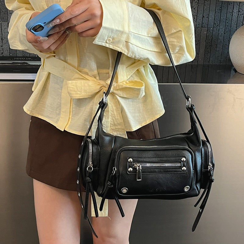 Women's Retro Large Capacity Spring Hot Motorcycle Shoulder Bags