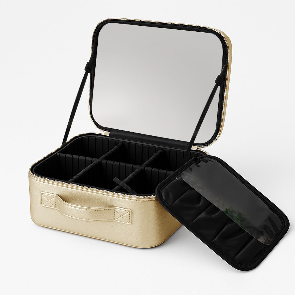 Box With Light Mirror Large Capacity High-grade Makeup Bag