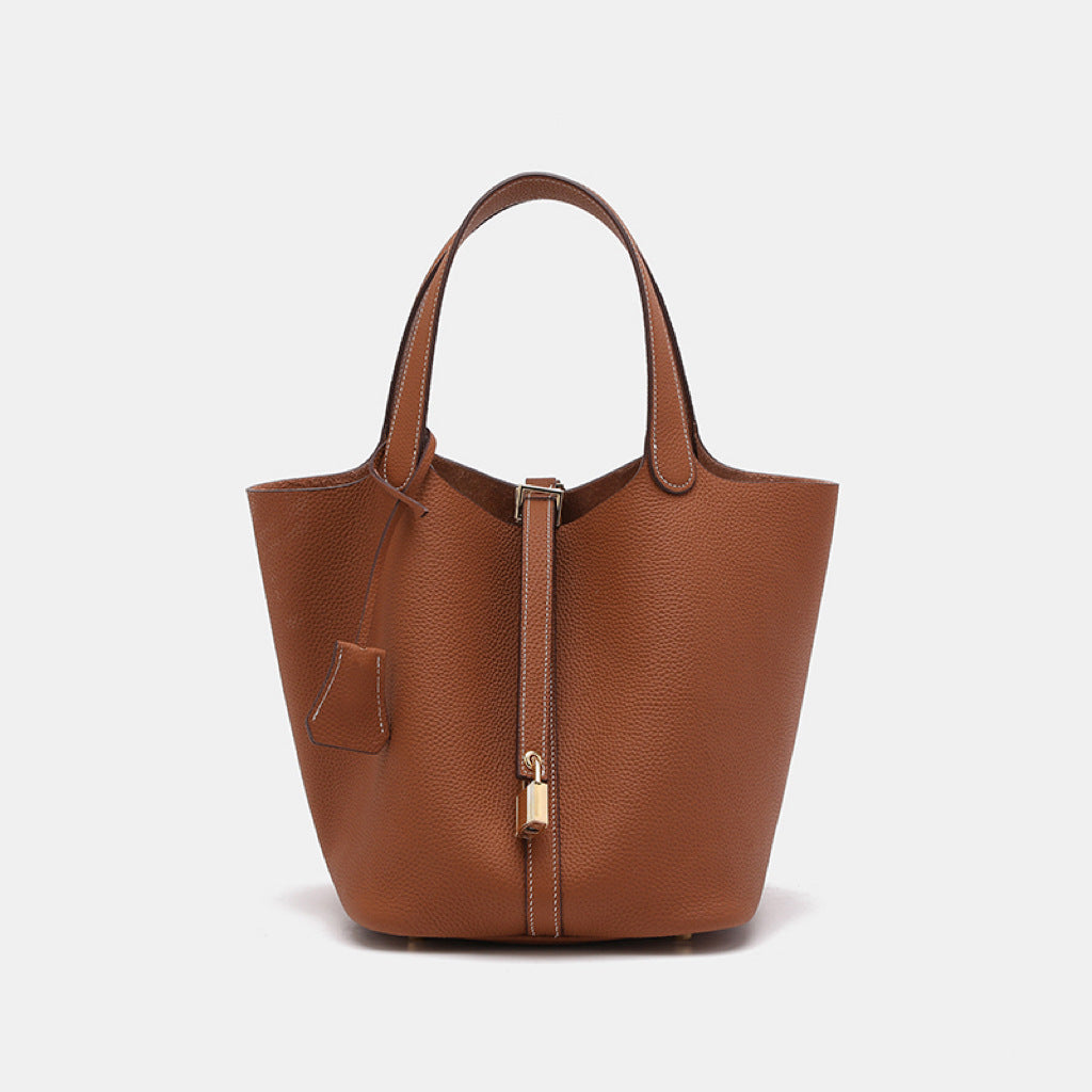 Vegetable Large Genuine Leather Hand Commuter Bucket Bag