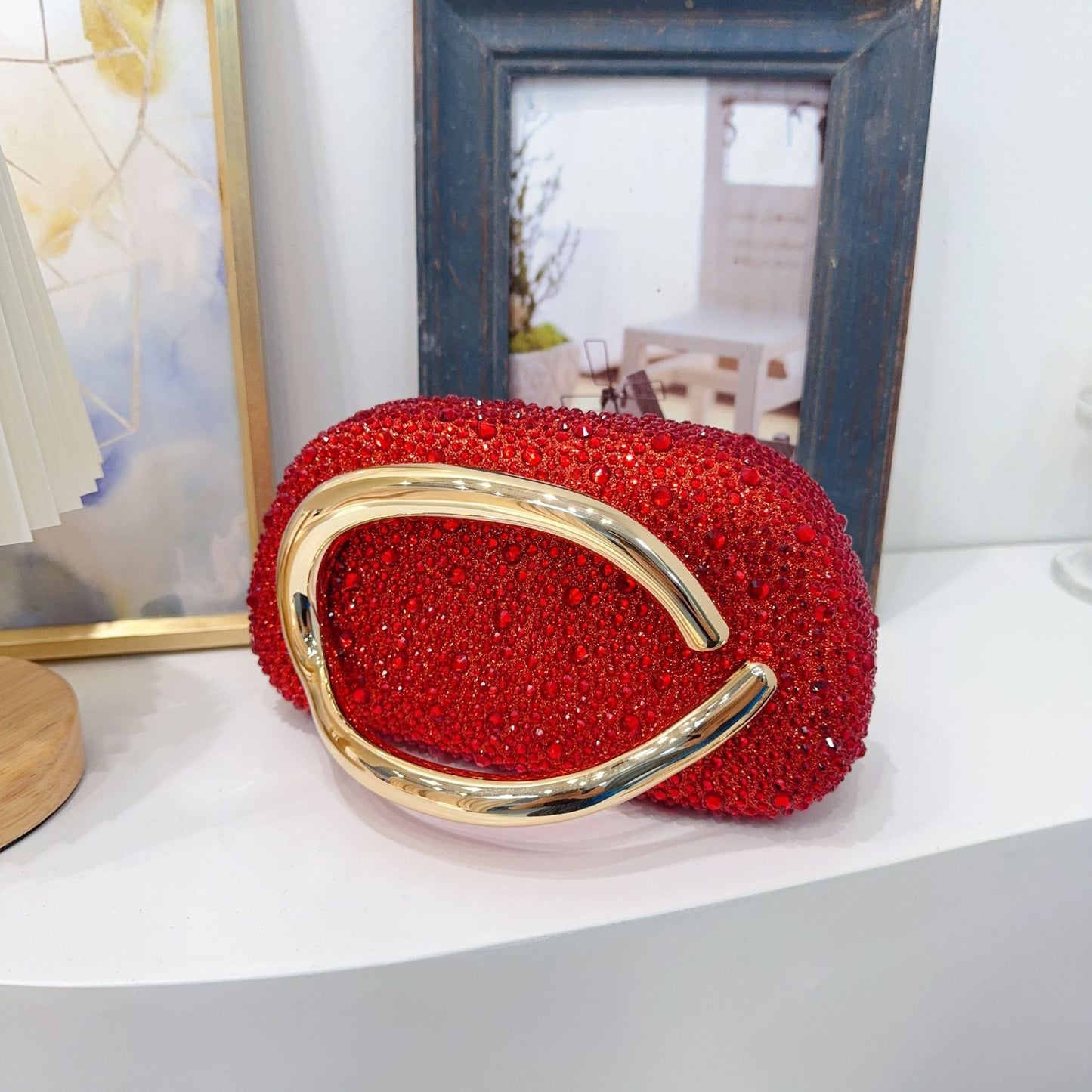 Trendy Classic Round Box Clutch Dinner Acrylic Vintage Handle