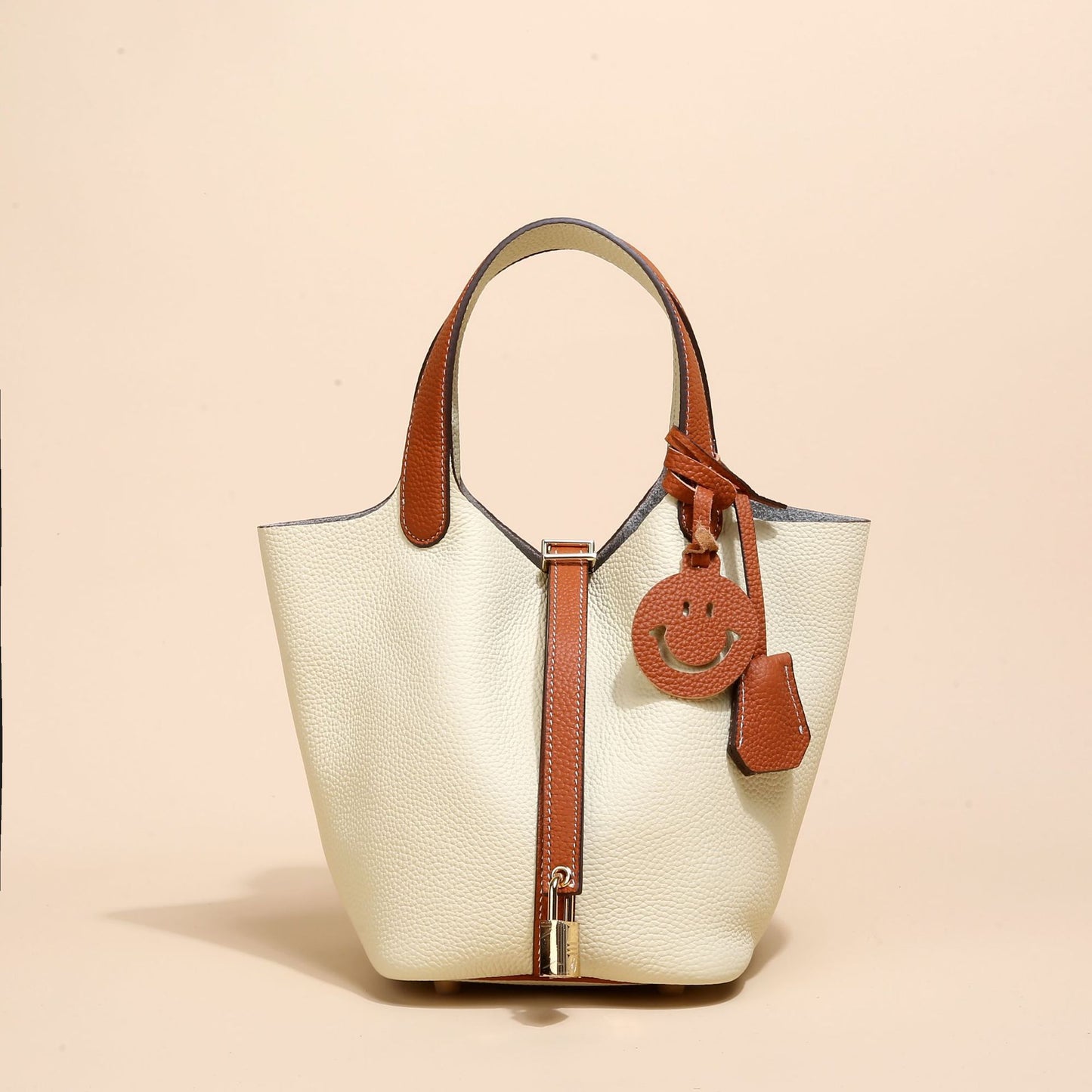 Vegetable Large Genuine Leather Hand Commuter Bucket Bag